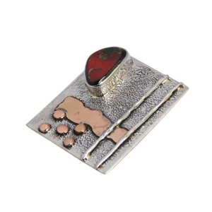 Desain unik dipalu dua nada 925 perak murni batu permata Ammonite liontin perhiasan halus liontin & jimat - Product Image 1