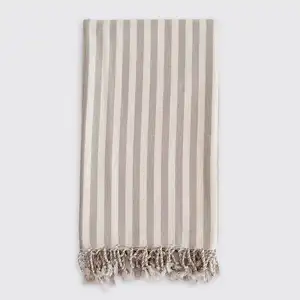Eco-friendly 100% Cotton high absorbent striped 100x180cm Customized coloured Turkish fouta bath beach Towel with double fringes