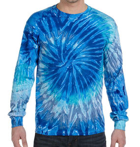 Camiseta informal de manga larga para hombre, 100% algodón, antiarrugas, de secado rápido, transpirable, de talla grande, estampado Tie Dye, ropa de calle ecológica - Product Image 3