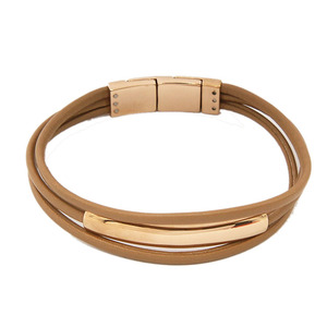 Mejor venta de acero inoxidable de oro rosa encanto de cuero <span class=keywords><strong>los</strong></span> hombres pulsera - Product Image 1