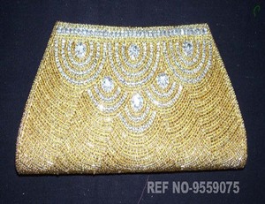 Mode traditionnelle perlée sac à main pochette sac à main avec doublure en satin matériau en laiton motif carré sac à bandoulière usage quotidien soirée - Product Image 2