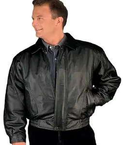 Chaqueta Bomber de cuero de estilo americano para hombre