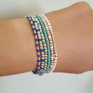Handmade Creations Sterling Silver <b>Bead</b> <b>Bracelet</b>, Stretch <b>Bracelet</b> - Product Image 1