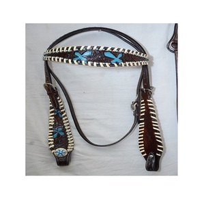 Ensemble de têtière et de collier de poitrine en cuir de qualité supérieure confortable et durable fabriqué en Inde prix de gros - Product Image 4