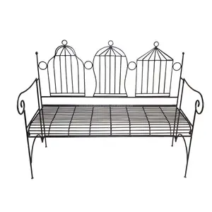 Metal Wire Three Seiter Patio Bench With Black Powder Coating Finishing Perforated Design High Quality For Garden & Park Sitting