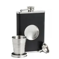 8 Oz Black Color Liquor Hip Flask Set With Collapsible Shot Glass And Funnel,Stainless Steel Copper Hip Flask