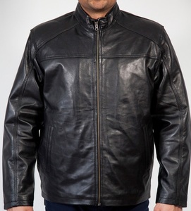 Veste classique en cuir noir à fermeture éclair pour hommes, mode hivernale élégante et pratique pour les motos et les motards - Product Image 6
