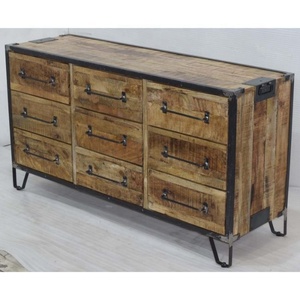 ตู้ลิ้นชักไม้มะม่วงแท้ สไตล์อินดัสเทรียลโบราณ ขนาดยาว สำหรับห้องนั่งเล่น ห้องครัว ห้องรับประทานอาหาร - Product Image 6