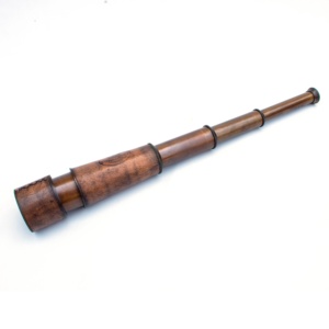 Télescope nautique en laiton de 18 pouces avec poignée en cuir, boîte en bois, instrument en métal - Product Image 1