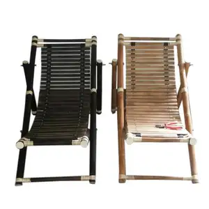 Contemporary style bamboo beach sun lounger rattan wicker chair set for hotel swimming pool resort beach clubs