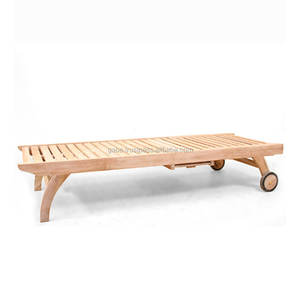 Tumbona de madera de teca de diseño sencillo, cama de color natural - Product Image 2