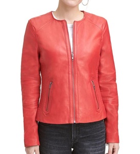 Veste en cuir de motard en peau de mouton bleu pour femme audacieuse finie pour les amateurs de mode Streetwear inspiré de la mode - Product Image 5