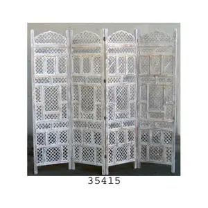 Rose木製Screen Dressing Room Divider 4 Panel Antique色