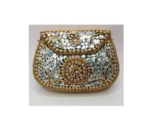 Women Fashion Mosaic Clutch Multicolored Indian Handbags Meal Bags Gifted for her Manufacturer from India BY LUXURY CRAFTS