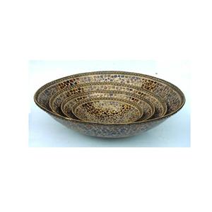 Mosaico de vidrio ámbar en tazón de hierro redondo, decoración del hogar, decoración de boda, otros colores disponibles - Product Image 4