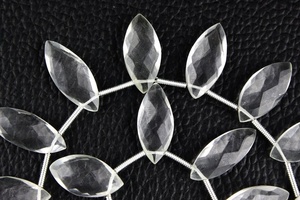 Top qualité beau brin naturel clair Quartz pierre précieuse à facettes Marquise forme Briolette perles faisant des bijoux - Product Image 4