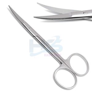 Ciseaux chirurgicaux vétérinaires émoussés réutilisables de forme incurvée Instrument d'exploitation de soins infirmiers hospitaliers pour les soins vétérinaires - Product Image 1