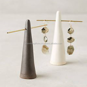 수제 호랑이 숨기기 패턴 메탈 핑거 링 홀더 흑백 파우더 코팅 마감 3 개 세트 - Product Image 5