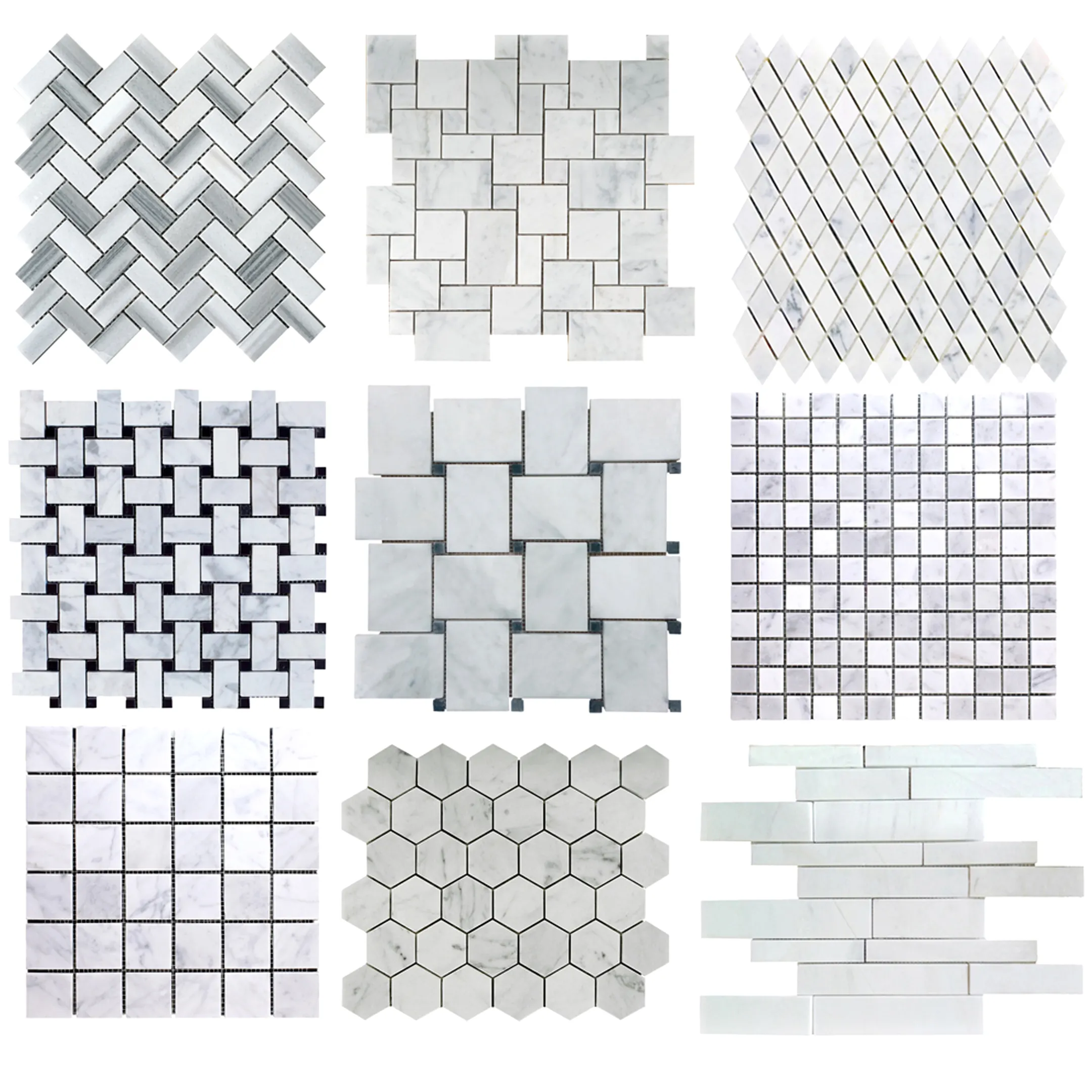 Nova Moda de Alta Qualidade Malha de Mármore Da Telha de Mosaico Em Montado Código Modelo Cem Mármore Backsplash Mosaicos Feitos na Turquia de Fábrica