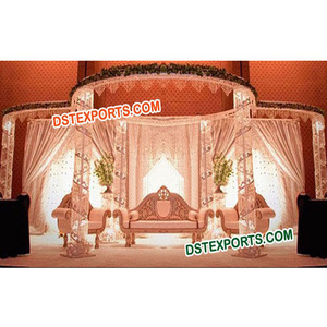Ensemble de Mandap de mariage en cristal, Mandap rond en cristal et métal pour mariage CALIFORNIA - Product Image 1