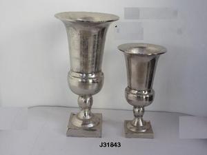 Vase à fleurs en aluminium moulé sur socle en finition nickel brut Vase à fleurs Décoration d'intérieur Décoration de mariage Vase en métal - Product Image 4