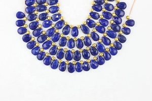 Cuentas de Briolette de piedra preciosa de lapislázuli Natural con forma de pera de 1 hebra de alta calidad, fabricación de joyas hechas a mano - Product Image 5