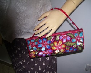 New Style Luxury Flower Style Satin Clutch <b>Handbag</b> for Women by Lowellcraft - Product Image 4
