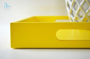 Plateau de service en laque jaune du Vietnam - Product Image 5