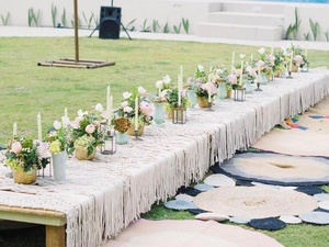 Chemin de table indien en macramé fait à la main Design naturel tissu rond tricoté pour salle à manger de mariage vendeur entier fournisseur fabricant - Product Image 3