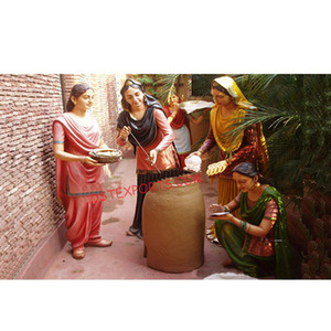 Punjabi cultura Tandoor señoras Punjabi Village tema estatuas de fibra Havelis & hoteles decoración estatuas Punjabi - Product Image 1