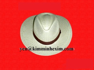 หมวกฟาง - หมวกใบปาล์ม - หมวกคาวบอย ผลิตจากเวียดนาม ฟางหญ้าทะเล ขนาด 56 - 62 ซม. ลายพิมพ์ตัวอักษร พร้อมริบบิ้นและเชือก สำหรับผู้ใหญ่ รุ่น KMEA99 ใช้ได้ทั้งชายและหญิง - Product Image 3