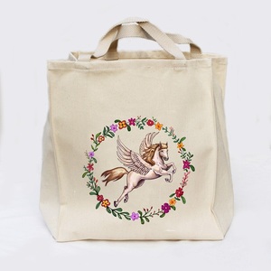 Sacs fourre-tout en toile de coton 100% écologiques, forme carrée, réutilisables, style pliable, teinture unie, logo personnalisable, longue poignée - Product Image 5