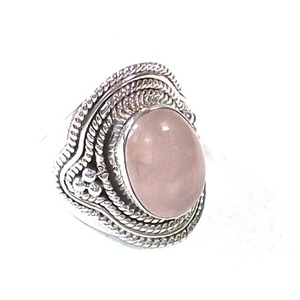 Bague en quartz rose, pierre précieuse naturelle, pierre de naissance de janvier, argent 925 estampé, style indien traditionnel antique, bague éternelle en vermeil - Product Image 1