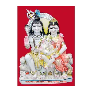 印度教神Mahadev Parivar手工制作的优质白色大理石雕像