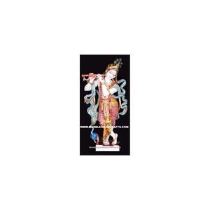 Indian Marble God Krishna <b>Statue</b> With Cow - Product Image 2