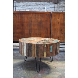 Table ronde rétro colorée rétro, meuble de 15 cm de longueur, république française, inde - Product Image 1