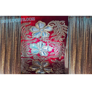 Wedding Heavy Embroidered Flower Backdrops Flawless Mehandi Stage Backdrop <b>Curtains</b> Sangeet Stage Embroidered Backdrop <b>Curtain</b> - Product Image 1