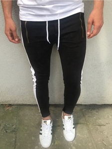 Pantalon d'entraînement de gym Hipster Jogger pour homme avec pantalon à fermeture éclair à la cheville Vente entière Logo personnalisable à rayures latérales - Product Image 3