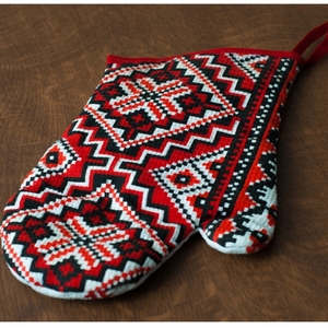 ถุงมือแบบนิ่มสำหรับใช้ในครัวถุงมือเตาอบสีส้มและสีขาวพิมพ์ลาย - Product Image 2