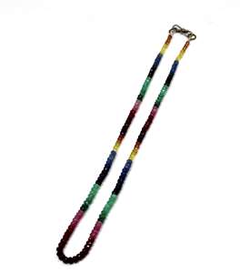 Acheter Micro perles à facettes faites à la main Natural Crystak Multi Color Sapphire Single Strand Necklace - Product Image 4