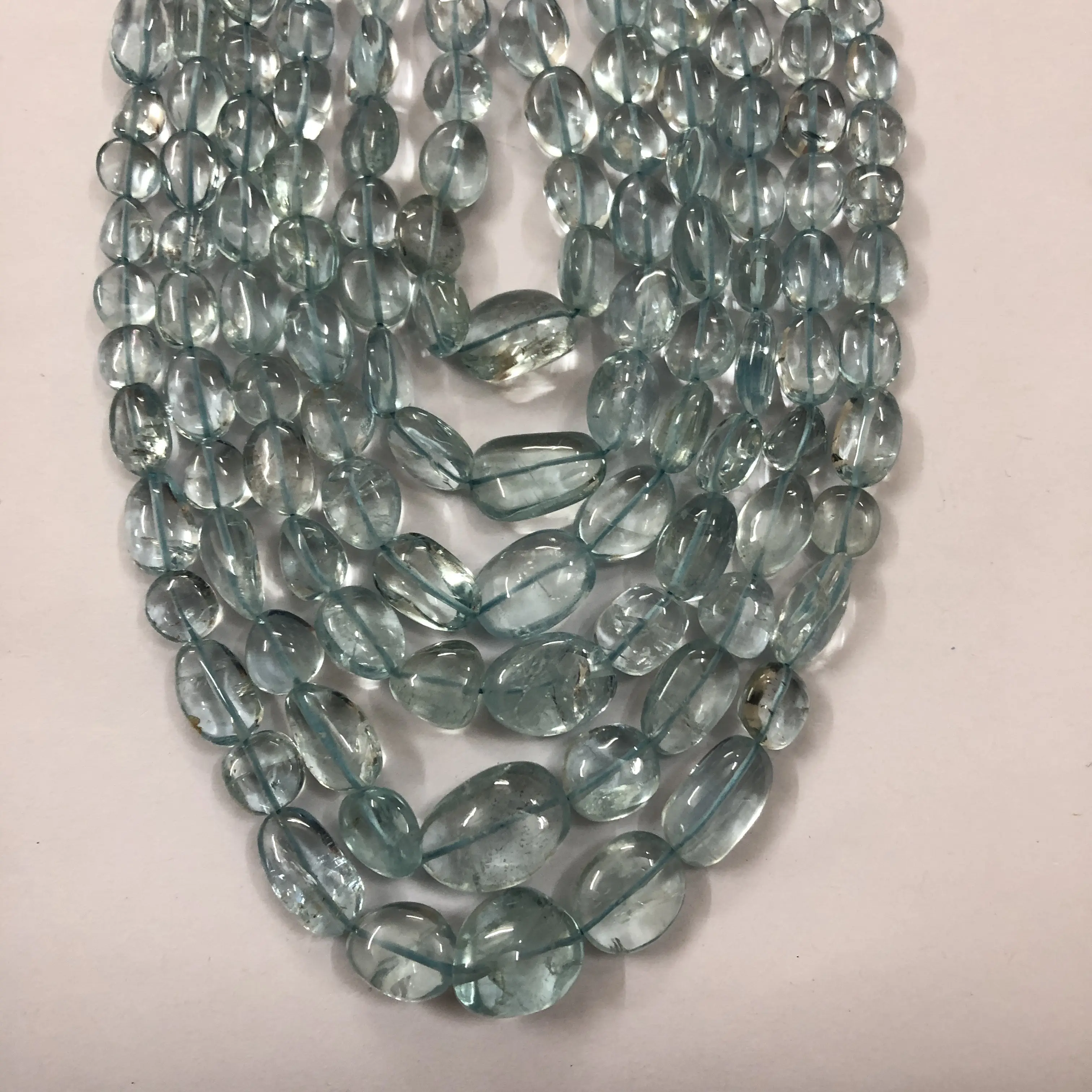 Ожерелье из натурального голубого аквамаринового камня с гладкой отделкой из бисера от производителя, поставщик полудрагоценных камней для изготовления ювелирных изделий