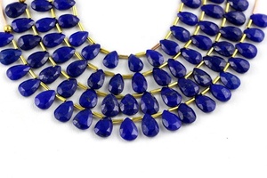 1 brin de perles de Lapis-Lazuli naturel à facettes en forme de poire, pierres précieuses bleues, pour la fabrication de bijoux, vente en gros - Product Image 2