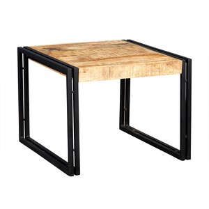 Mobilier industriel Collection moderne Plateau en bois massif et pied en métal Table basse pour salon Table basse et thé - Product Image 1