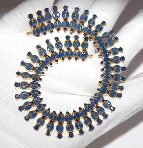 45.78g AAA + Bella Blue Sapphire Placcato Oro Orecchini, Pendenti e Collana Insieme Dei Monili - Product Image 1