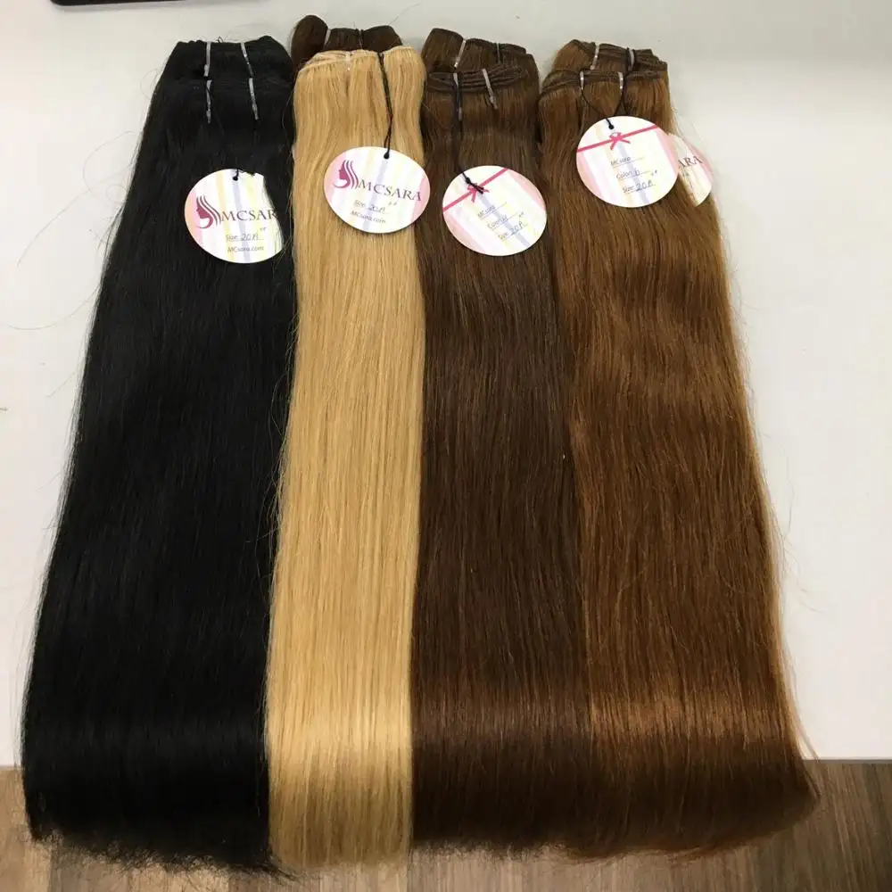 Großhandel beste Qualität rohe vietnam esische Haar bündel Maschine Schuss Haar verlängerungen gerade braune Farbe
