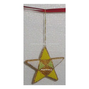 Adorno Navideño Colgante de Estrella con Cuentas, Material de Tela Utilizado para Decoración Festiva - Product Image 1