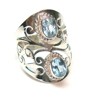 Anillo de Plata de Ley 925 con Topacio Azul, joyería de Jaipur - Product Image 1