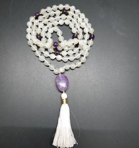 Collar de piedra lunar hecho a mano estilo bohemio 108, collar de piedra lunar para Yoga, joyería de piedras preciosas largas para regalos o fiestas - Product Image 1