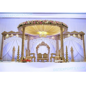 Mandap de madera tallado a mano para boda, accesorio con clase, Pilar doble, indio, Moderno - Product Image 1