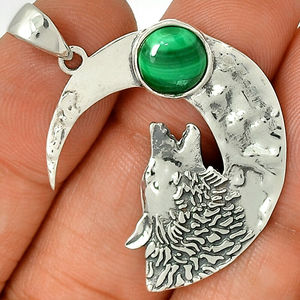 Vous cherchez 925 Sterling Silver Best Wolf Crescent Moon Gemstone Bijoux faits à la main Pendentif en pierre de guérison naturelle semi-précieuse - Product Image 1